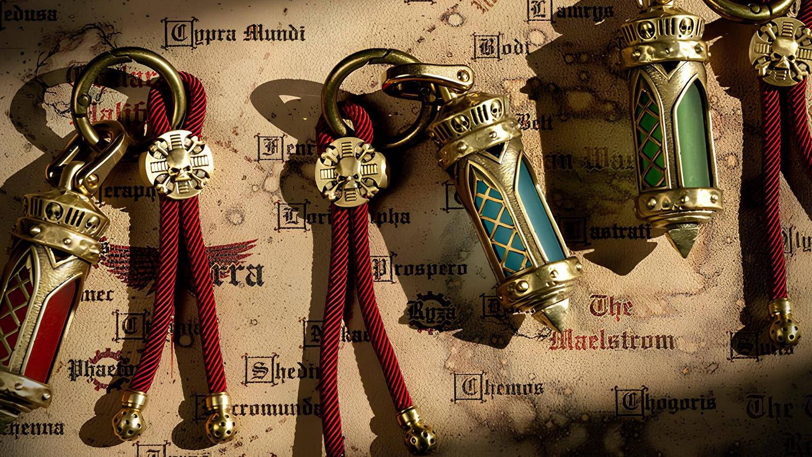 Starforged Released Warhammer 40,000 Martyr Reliquary Keychains and an Imperial Pendant