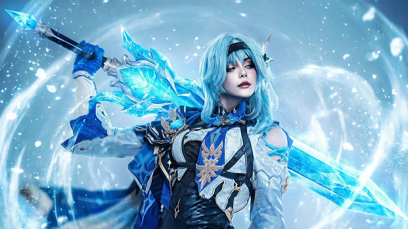 Model showcases Eula cosplay from Genshin Impact — a meeting with the Spindrift Knight Model showcases Eula cosplay from Genshin Impact — a meeting with the Spindrift Knight