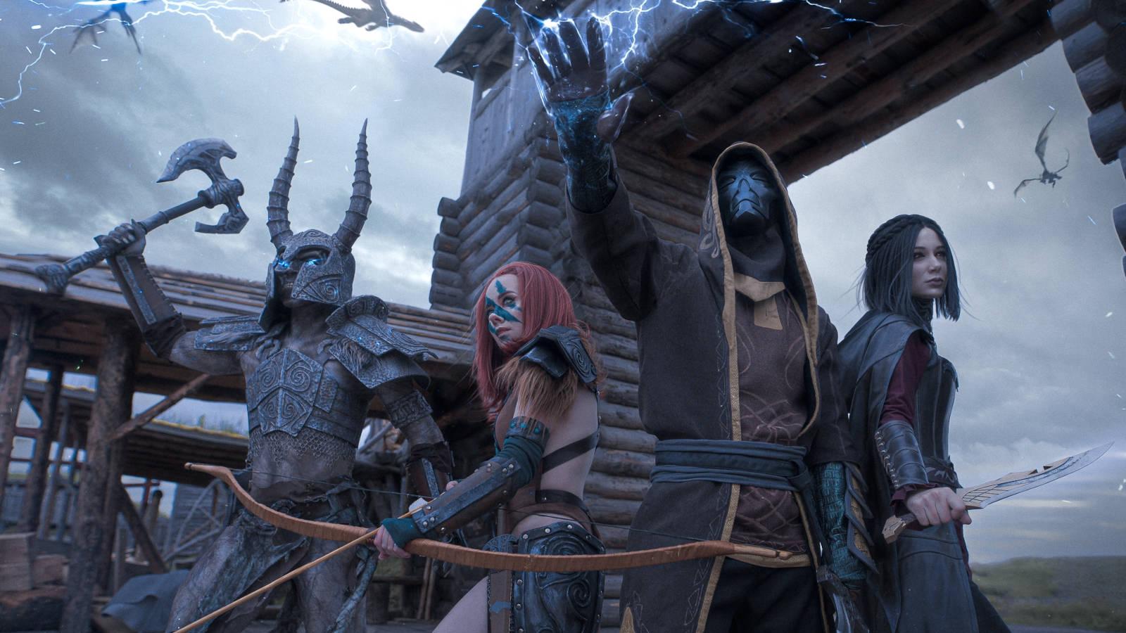 Cosplayers Transformed into Characters from The Elder Scrolls V: Skyrim — Dragonborn and His Team
