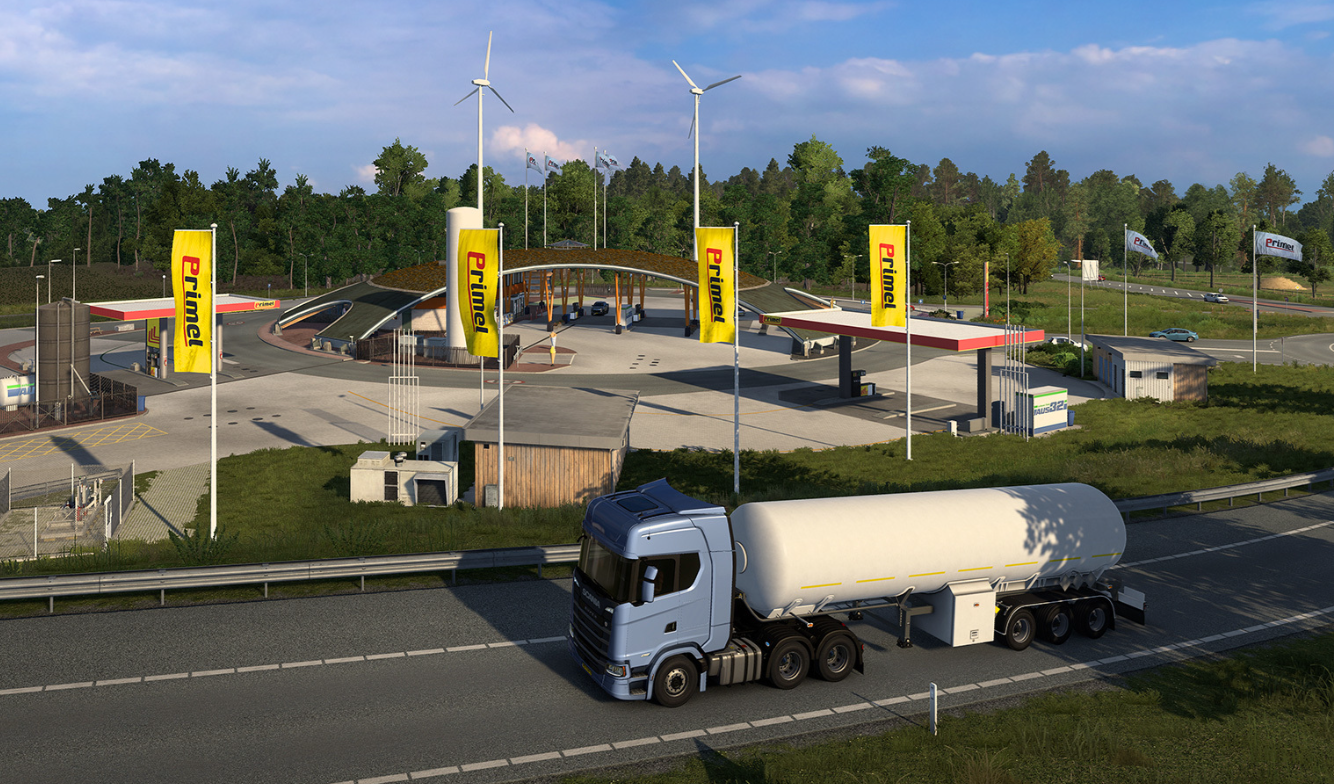 Авторы ETS 2 представили футуристичные заправки и зоны отдыха из грядущего обновления Бенилюкса