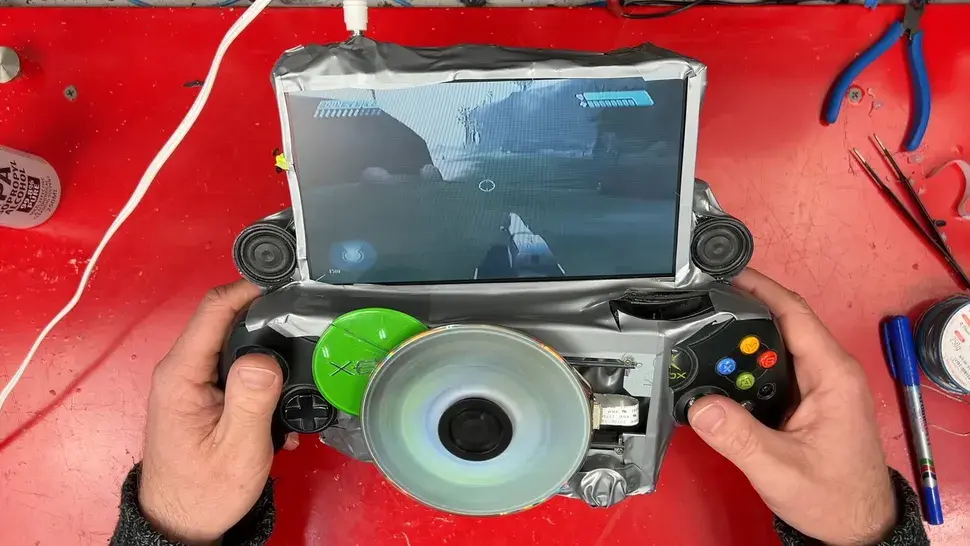 Blogger Builds Portable Frankenstein Monster from an Original Xbox Using Glue and an Angle Grinder
