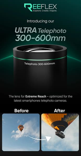 Reeflex выпустила телеконвертер 300–600 мм: 24-кратный зум для iPhone 17 Pro и 30-кратный для Samsung Galaxy S26 Ultra