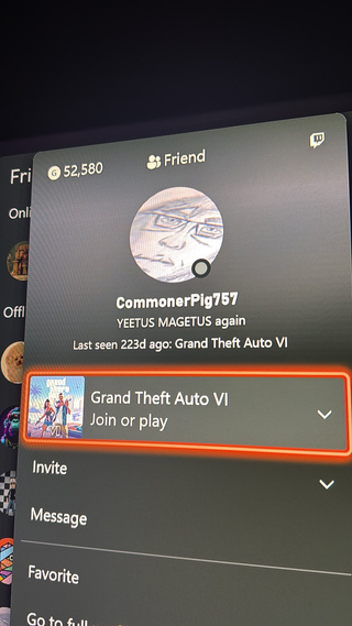 GTA VI on Xbox profile