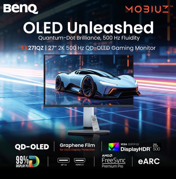 BenQ Mobiuz EX271QZ: QD-OLED монитор с частотой обновления 500 Гц