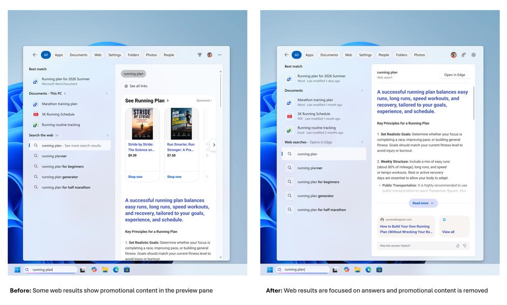 Microsoft убрала рекламу из поиска Windows 11 в новом масштабном обновлении Microsoft убрала рекламу из поиска Windows 11 в новом масштабном обновлении