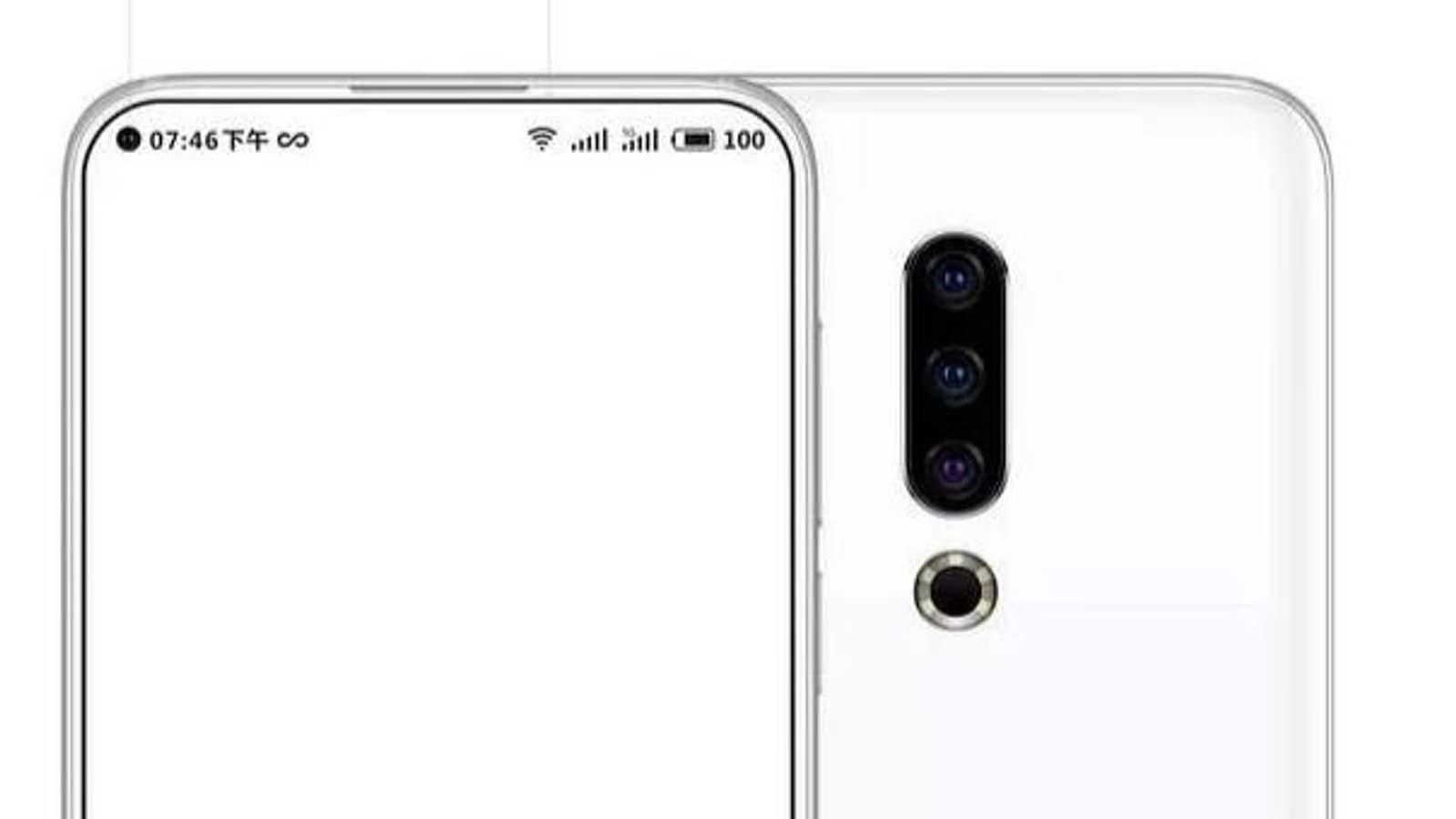 Опубликован рендер флагманского смартфона Meizu 16S: тройная основная камера и, возможно, «дырявый» экран