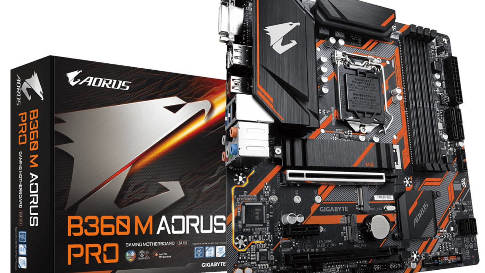 Системная плата Gigabyte B360 M Aorus Pro типоразмера mATX оснащена тремя слотами M.2