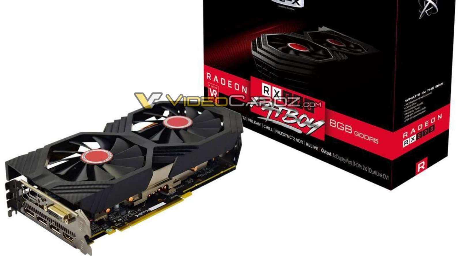 Видеокарта XFX Radeon RX 590 Fatboy позирует на изображениях