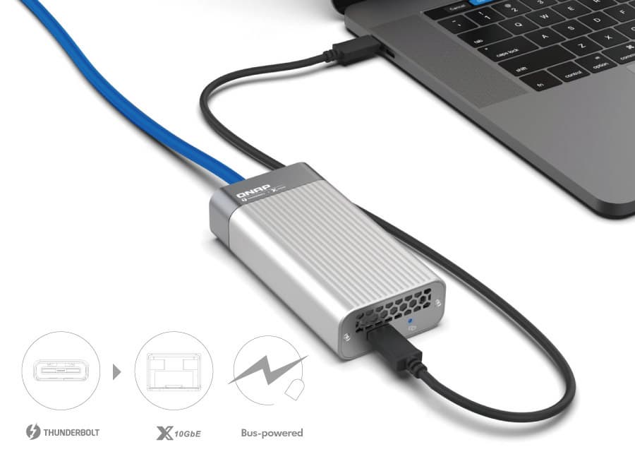Адаптеры серии QNAP QNA преобразуют порты Thunderbolt 3 в 10GbE