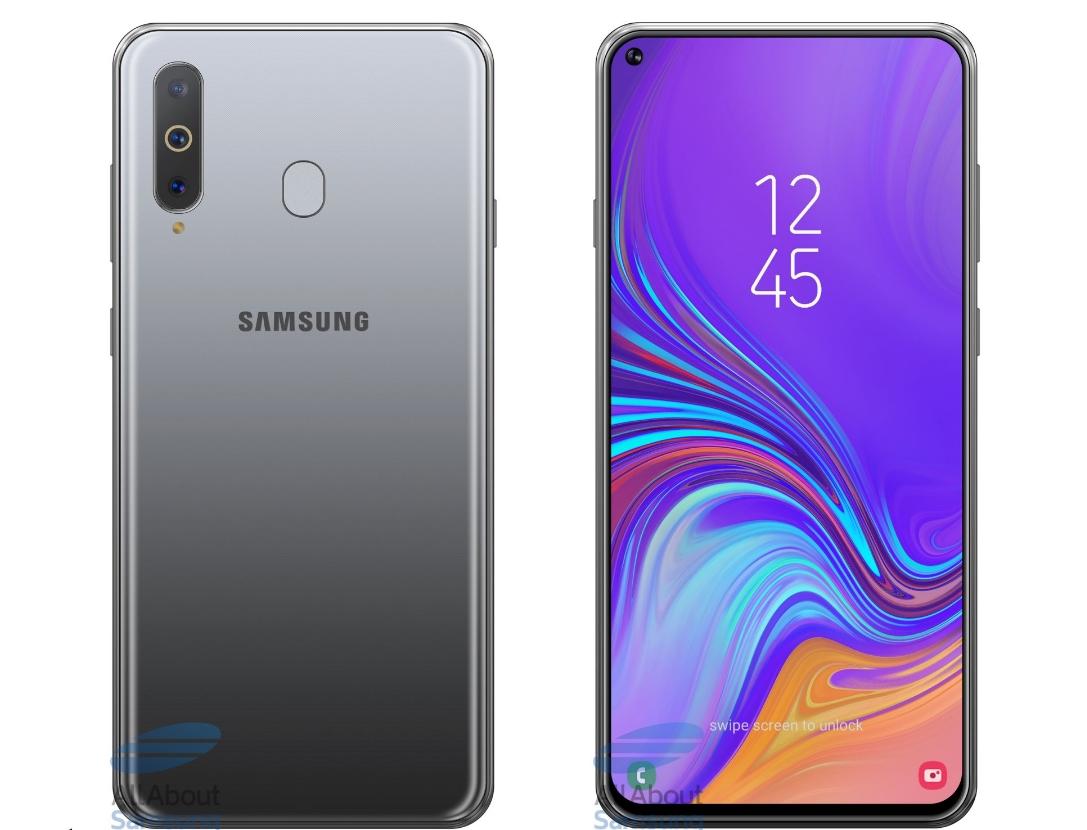 Качественное изображение смартфона Samsung Galaxy A8s позволяет оценить размеры отверстия для фронтальной камеры Качественное изображение смартфона Samsung Galaxy A8s позволяет оценить размеры отверстия для фронтальной камеры
