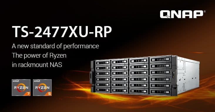 Стоечные хранилища QNAP TS-2477XU-RP построены на процессорах AMD Ryzen