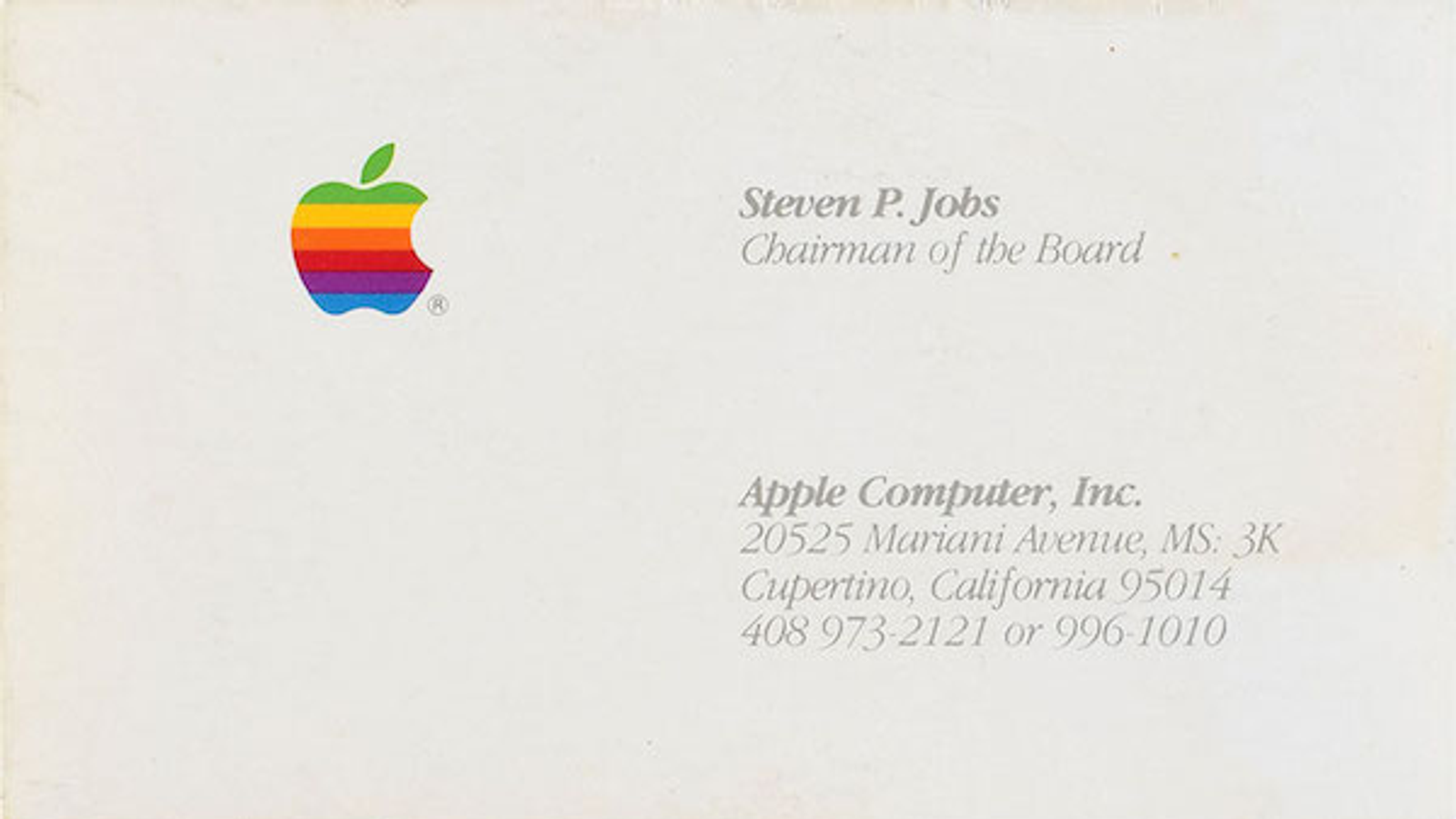 Визитку Стива Джобса купили за 59