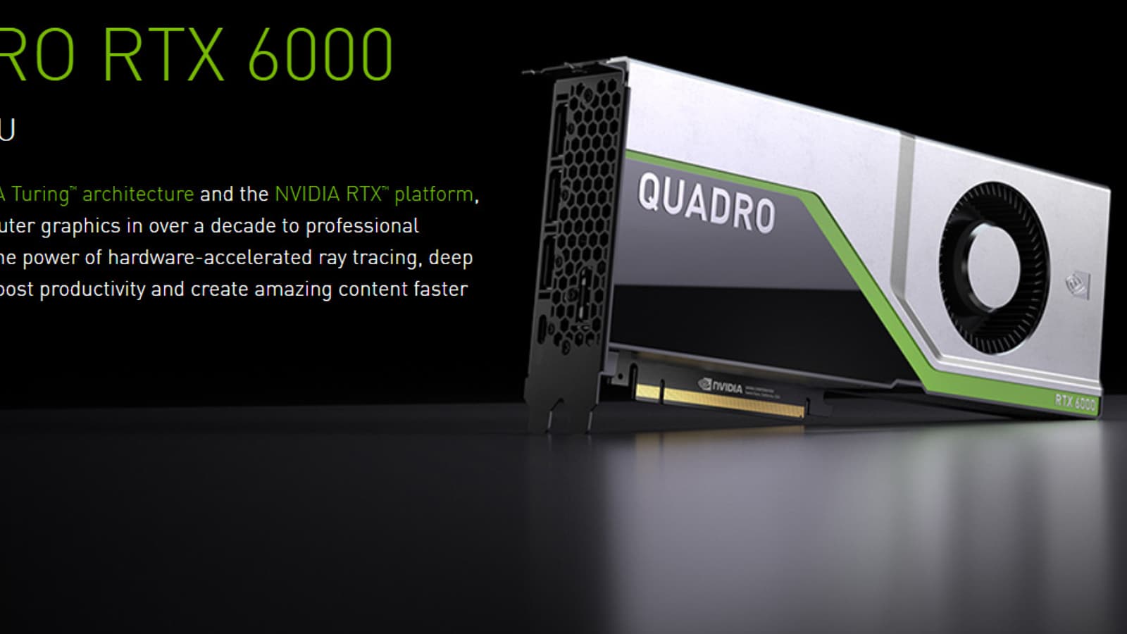 Начат прием предварительных заказов на ускорители Nvidia Quadro RTX 6000