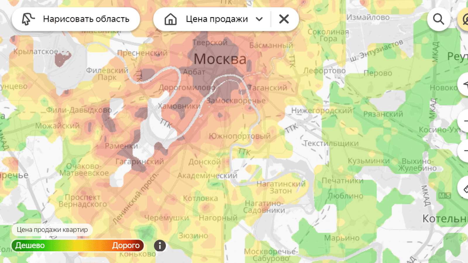 «Яндекс» представил тепловые карты цен на жилье