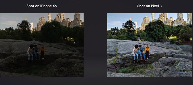 Google утверждает, что камера Pixel 3 значительно лучше, чем у iPhone XS