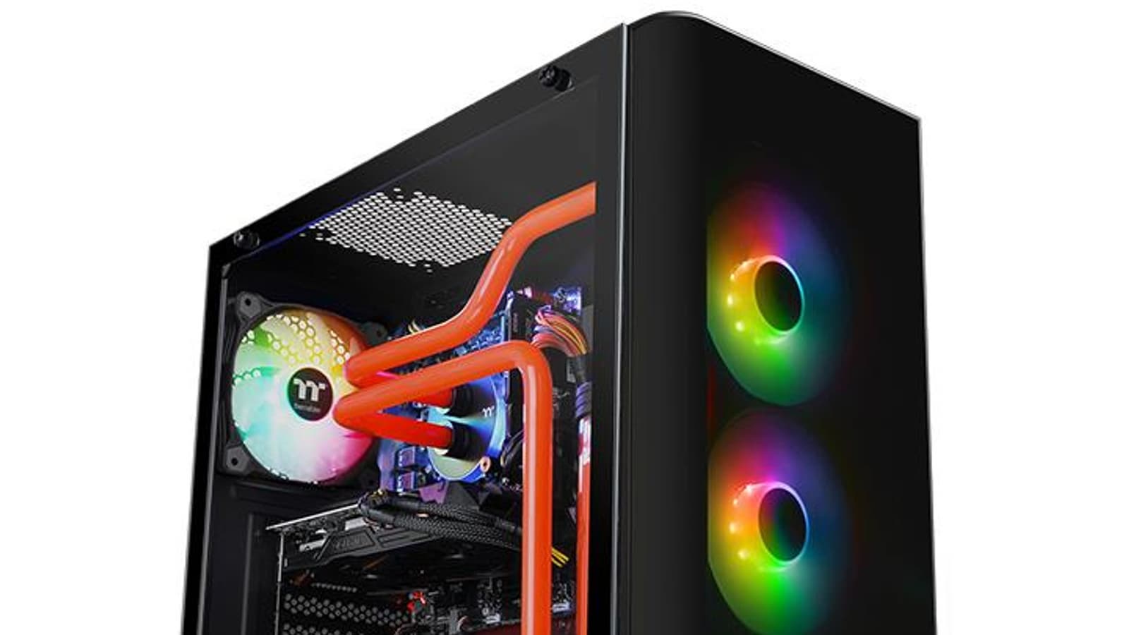 Боковая панель корпуса Thermaltake View 21 TG RGB Plus изготовлена из закаленного стекла