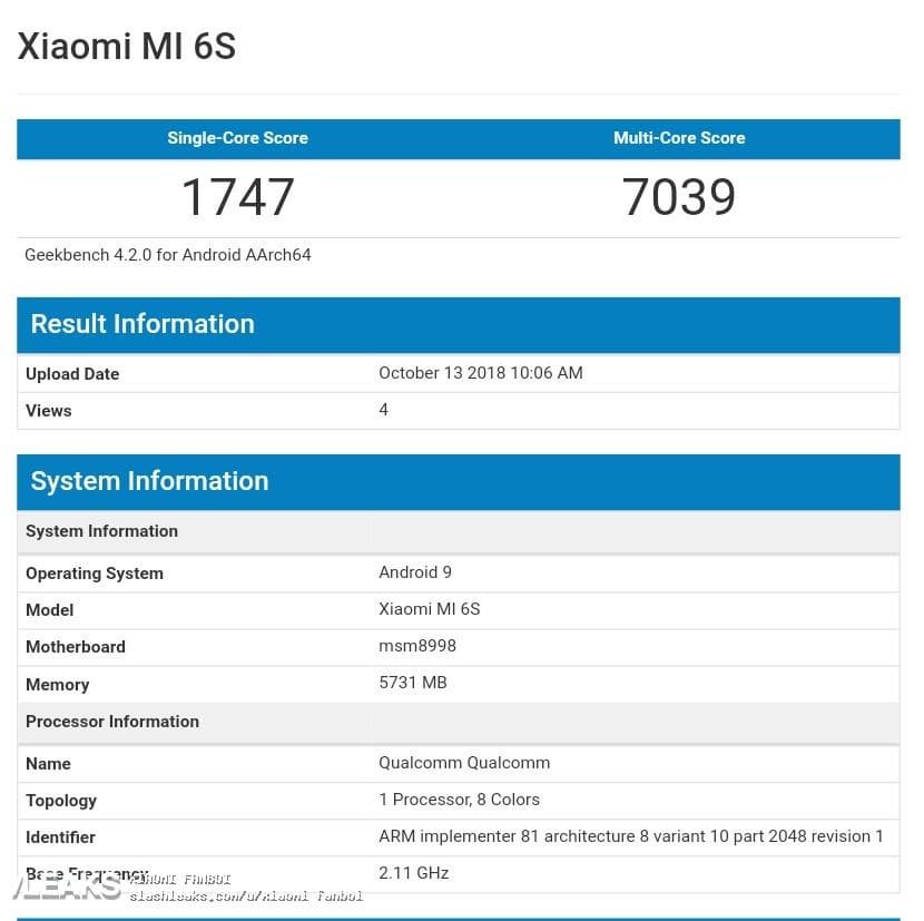 Xiaomi готовит смартфон Mi 6S на платформе Snapdragon 835 и с Android 9, он может взорвать рынок бюджетных моделей Xiaomi готовит смартфон Mi 6S на платформе Snapdragon 835 и с Android 9, он может взорвать рынок бюджетных моделей