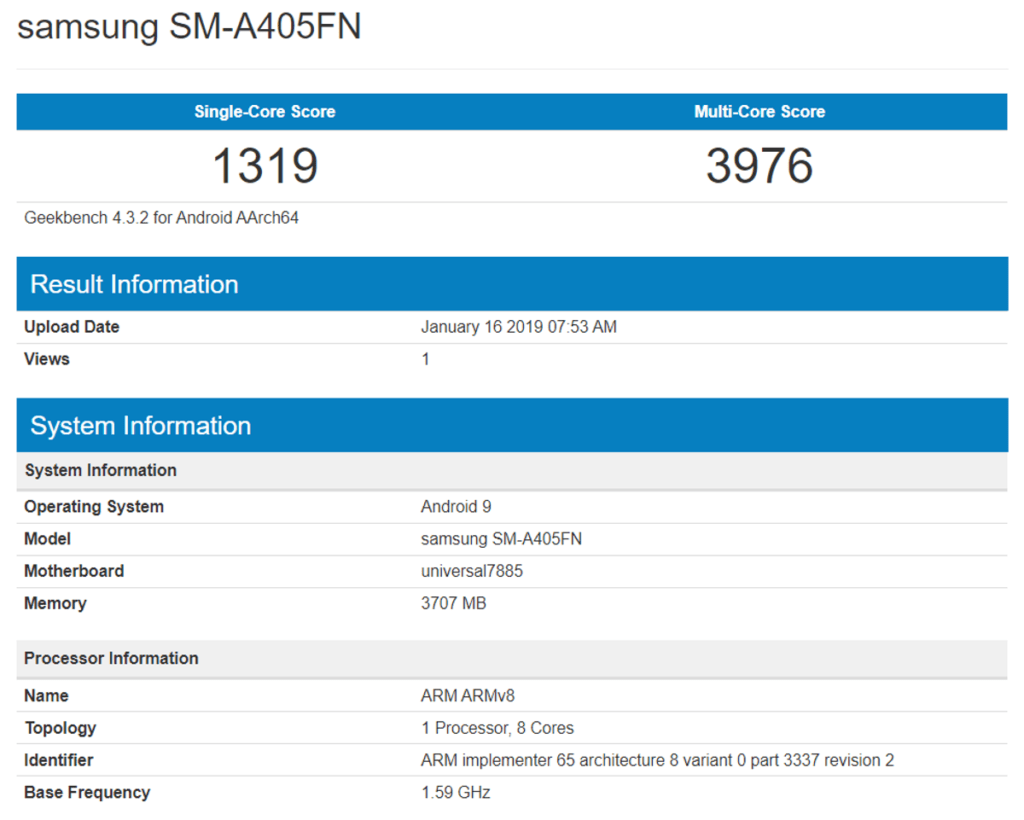 Смартфон Samsung Galaxy A40 протестирован перед анонсом Смартфон Samsung Galaxy A40 протестирован перед анонсом
