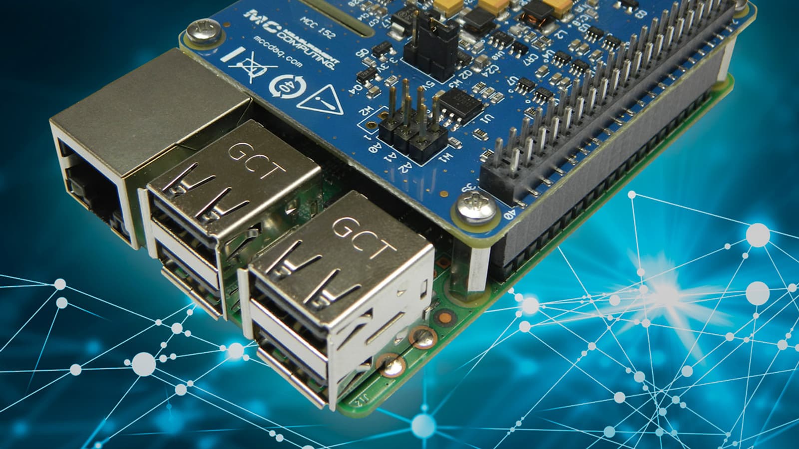 MCC 152 добавляет в оснащение Raspberry Pi два аналоговых выхода и восемь цифровых линий ввода-вывода