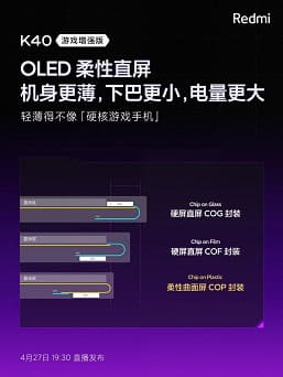 Игровую версию Redmi K40 сравнили с конкурентами А и B. Рамки экрана у модели Redmi меньше – это видно даже на глаз