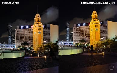 Vivo X50 Pro с суперстабилизацией ночью фотографирует лучше, чем Samsung Galaxy S20 Ultra