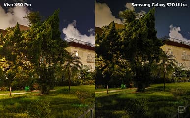 Vivo X50 Pro с суперстабилизацией ночью фотографирует лучше, чем Samsung Galaxy S20 Ultra