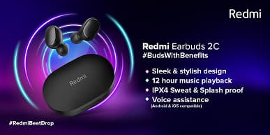 Представлены очень доступные TWS-наушники Redmi Earbuds 2C
