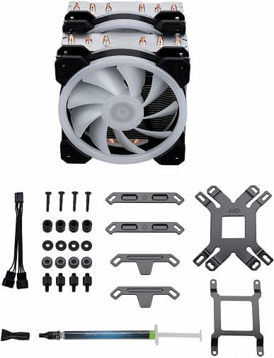 Конструкция системы охлаждения Gelid Glacier RGB включает шесть тепловых трубок