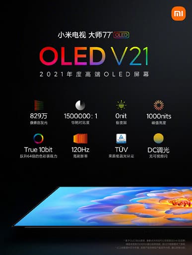 77 дюймов, OLED, 4К, 120 Гц, 70 Вт звука, HDMI 2.1, UWB и G-Sync. Xiaomi представила топовый OLED-телевизор Mi TV Master Series второго поколения