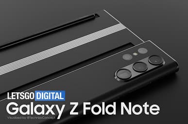 Так может выглядеть смартфон Samsung Galaxy Z Fold Note. Модель создана на основе патентов компании