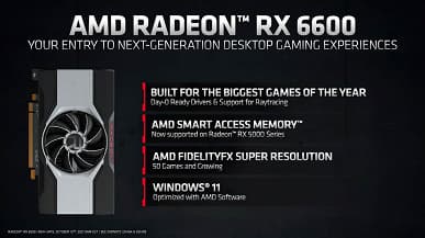 Не быстрее GeForce RTX 3060, но энергоэффективнее. Представлена видеокарта Radeon RX 6600