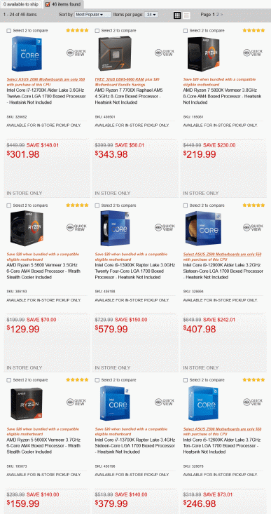 Ryzen 7000 постепенно набирают популярность, но Ryzen 5000 всё равно лидируют почти во всех крупных магазинах США