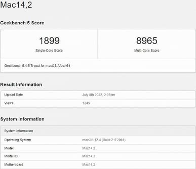 Новейший MacBook Air на процессоре M2 оказался быстрее рабочей станции Mac Pro с 8-ядерным процессором Intel Xeon W-3223