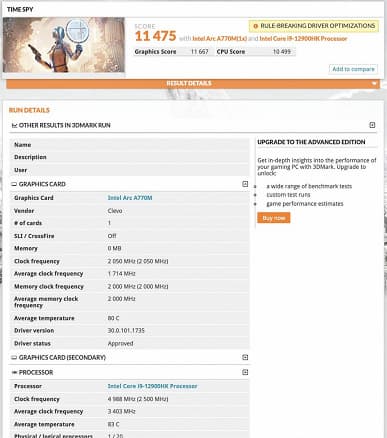 Флагманский мобильный 3D-ускоритель Intel Arc A770M оказался быстрее мобильной GeForce RTX 3060