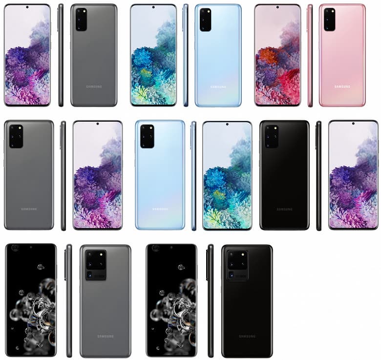 Все семейство Samsung Galaxy S20 на одном изображении Все семейство Samsung Galaxy S20 на одном изображении