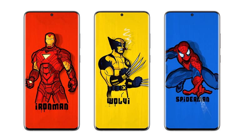 Samsung Galaxy S20 Ultra позирует с яркими обоями Samsung Galaxy S20 Ultra позирует с яркими обоями