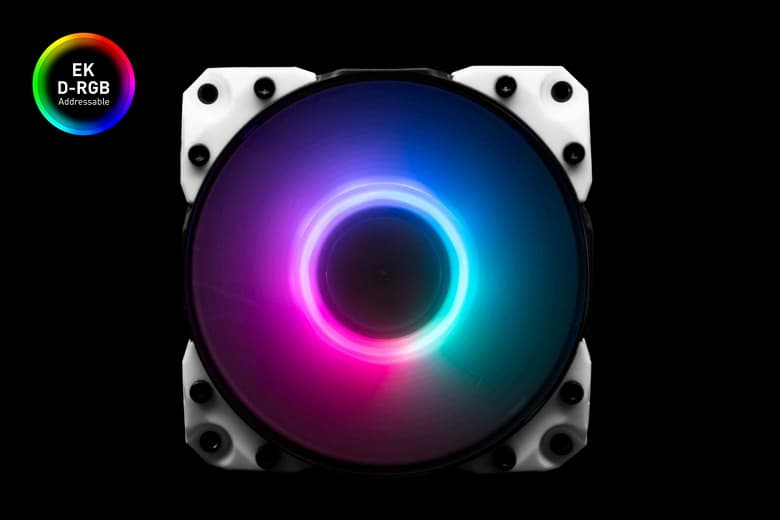 Вентилятор EK-Vardar X3M 120ER снабжен съемными резиновыми амортизаторами и украшен подсветкой D-RGB