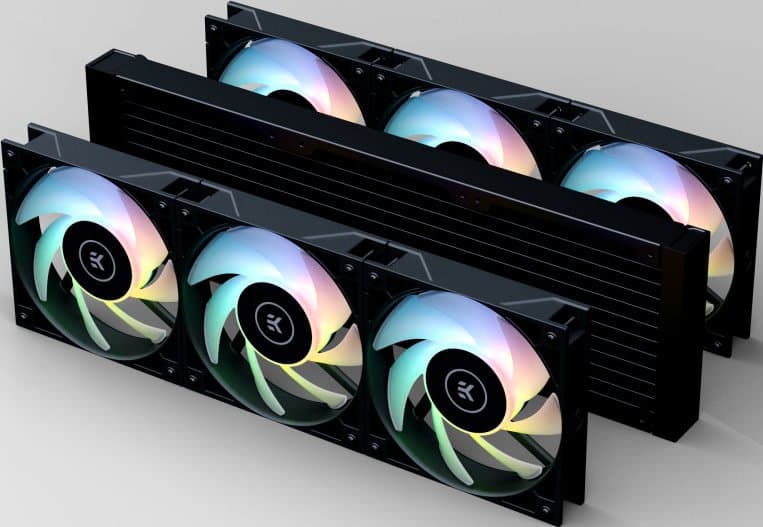 Система жидкостного охлаждения EK-AIO Elite 360 D-RGB комплектуется шестью вентиляторами