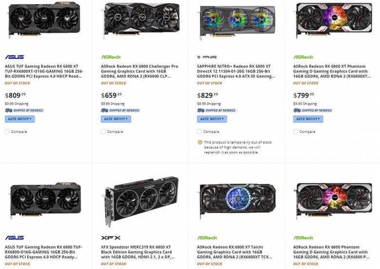 Видеокарты Radeon RX 6800 не просто в дефиците – их вообще нет в продаже. Ситуациях еще хуже, чем с GeForce RTX 3080 и RTX 3090