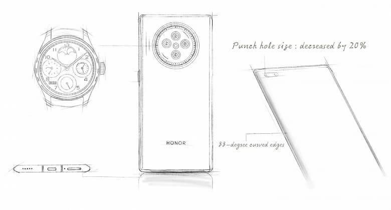 Huawei снова удивляет. Рендер Honor V40 с «часовой» матричной камерой во всей красе