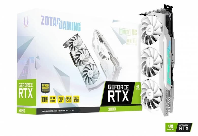 Видеокарты Zotac GeForce RTX 3080 Trinity и RTX 3070 Twin Edge выпущены в белом варианте
