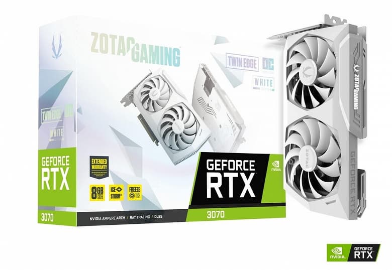 Видеокарты Zotac GeForce RTX 3080 Trinity и RTX 3070 Twin Edge выпущены в белом варианте