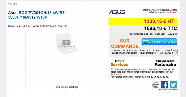 Практически вся мощь Ryzen 5000 в компактном корпусе. Asus готовит 13-дюймовый игровой ноутбук с 8-ядерным процессором Ryzen 5800H