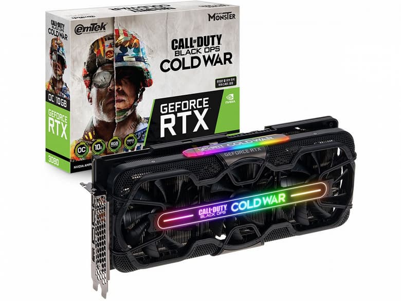 Представлены видеокарты Emtek GeForce RTX 3080 и RTX 3070 HV Black Monster COD Edition