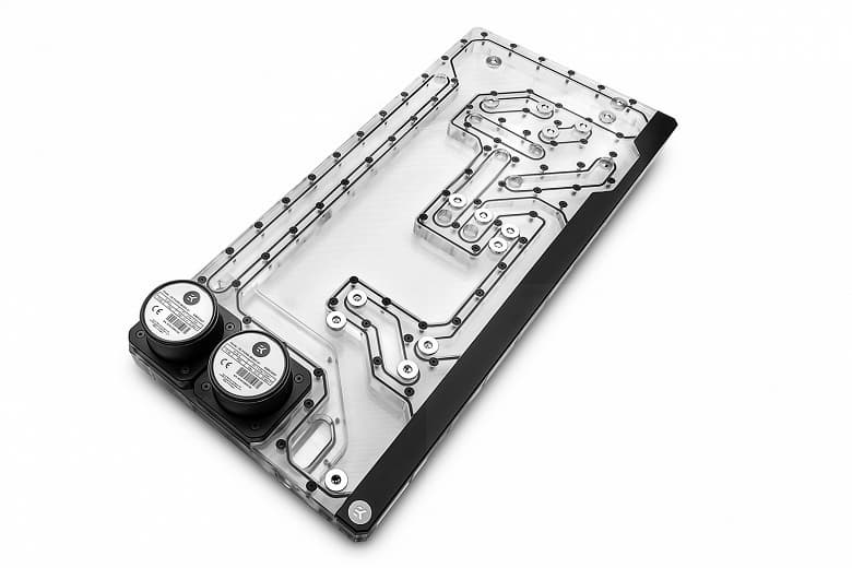 Агрегат EK-Quantum Reflection Obsidian 1000D D5 PWM D-RGB поддерживает подключение до двух водоблоков CPU, до пяти водоблоков GPU и до двух радиаторов