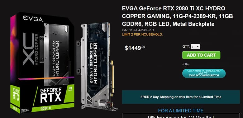 Больше двух в одни руки не давать! Начались продажи видеокарт EVGA GeForce RTX 2080 Ti XC Hydro Copper Gaming
