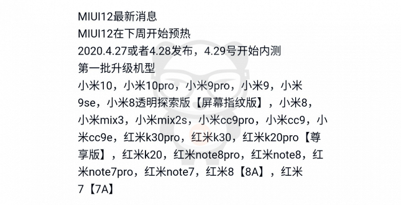 Какие смартфоны Xiaomi и Redmi первыми получат MIUI 12
