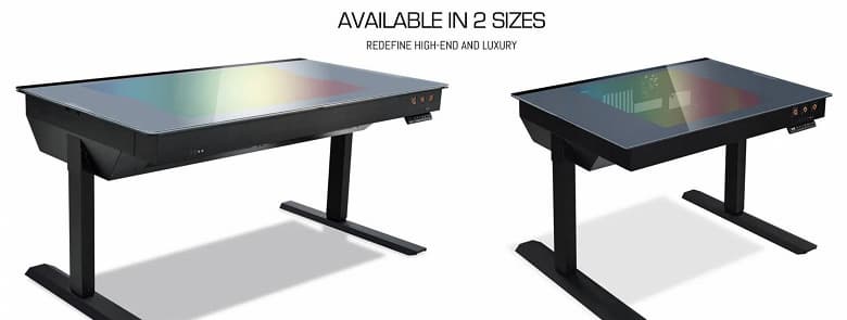 Столешницы корпусов в форме столов Lian Li DK-05F и DK-04F изготовлены из электрохромного стекла