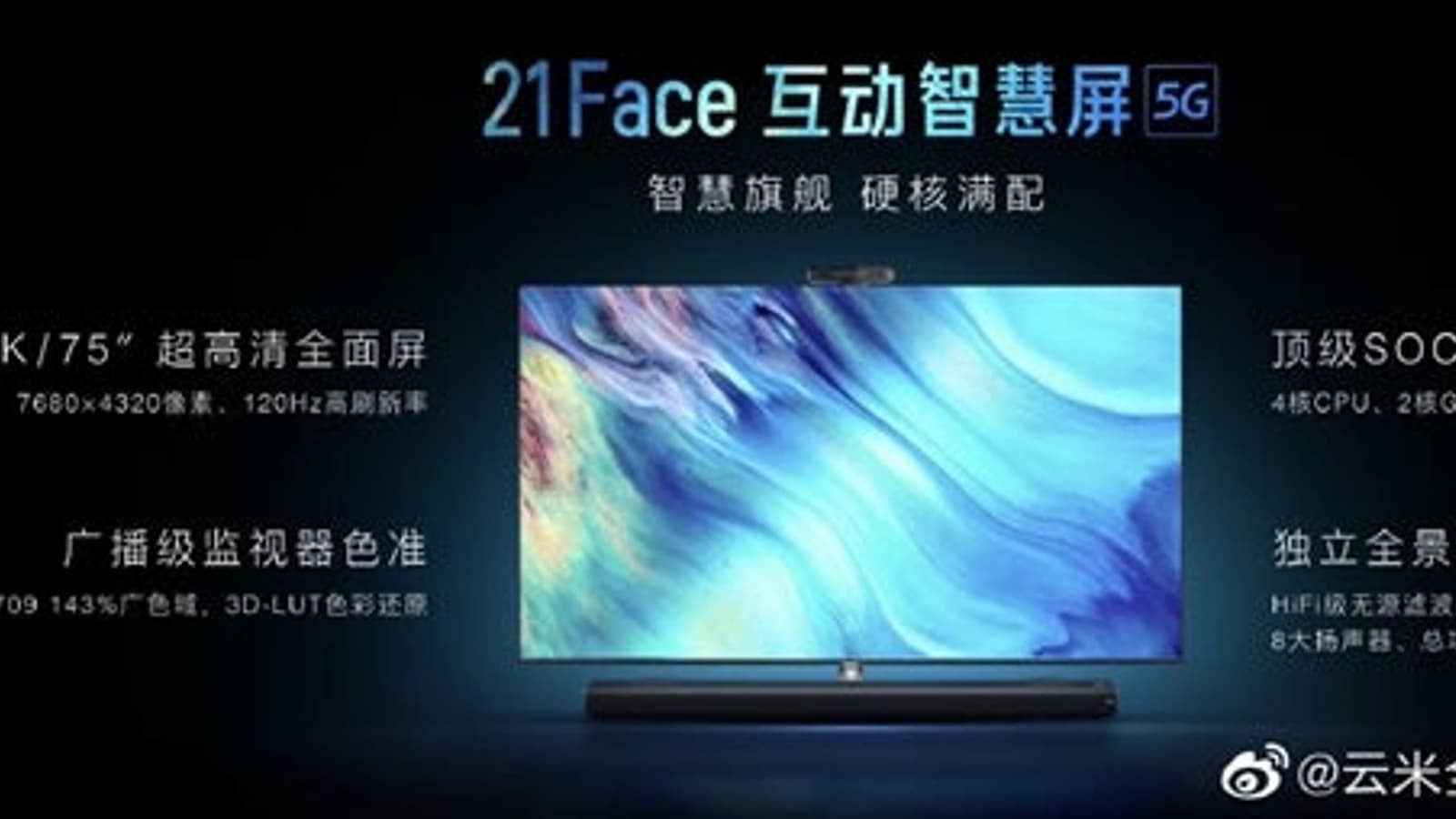 Партнер Xiaomi представил очень интересный телевизор Yunmi 21Face с 8K, 120 Гц, 5G, звуком 100 Вт и 8,5 ГБ ОЗУ 