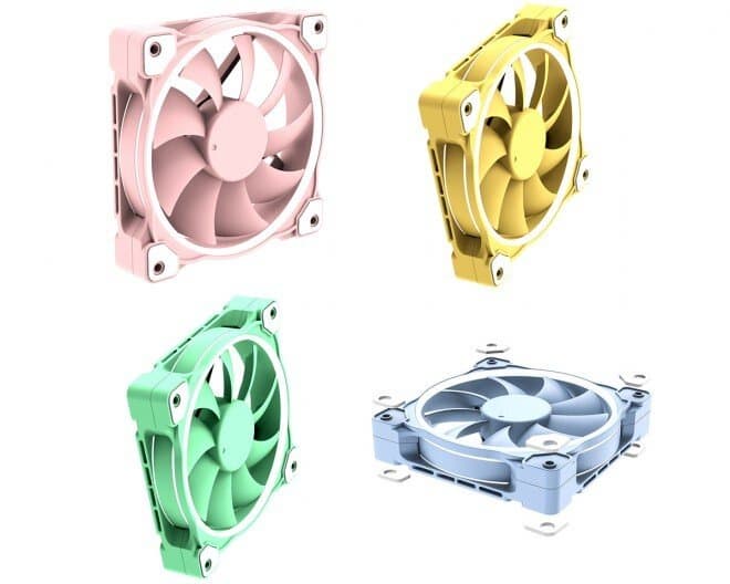 Четыре варианта вентилятора ID-Cooling ZF-12025 окрашены в непривычные цвета